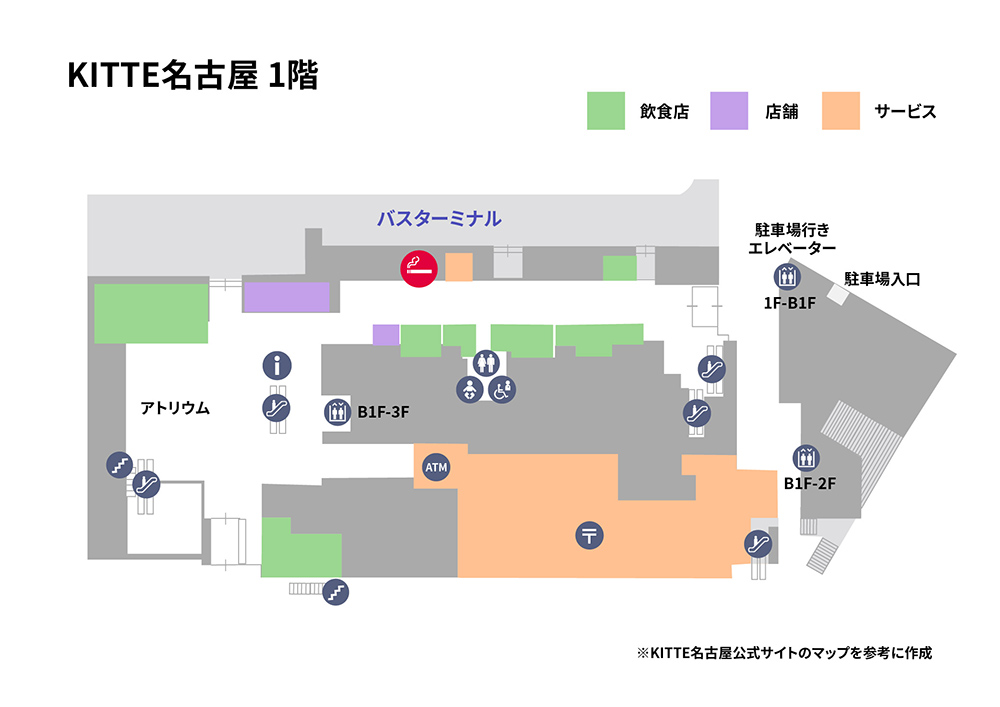 ※KITTE名古屋の公式マップをもとに独自作成した案内図